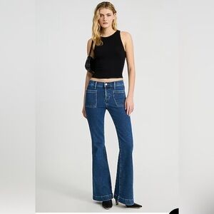 Express Women’s 70s Flare Jeans Size 10 Mid Rise HyperStretch Long Inseam